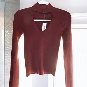 PACSUN turtle neck sweater color-Wine